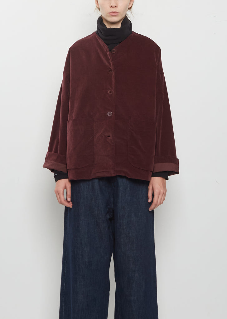 Velvet Loose Blazer — Wine