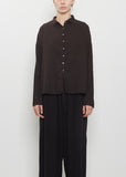 Light Cotton Short Collar Shirt — Brown