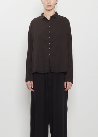 Light Cotton Short Collar Shirt — Brown