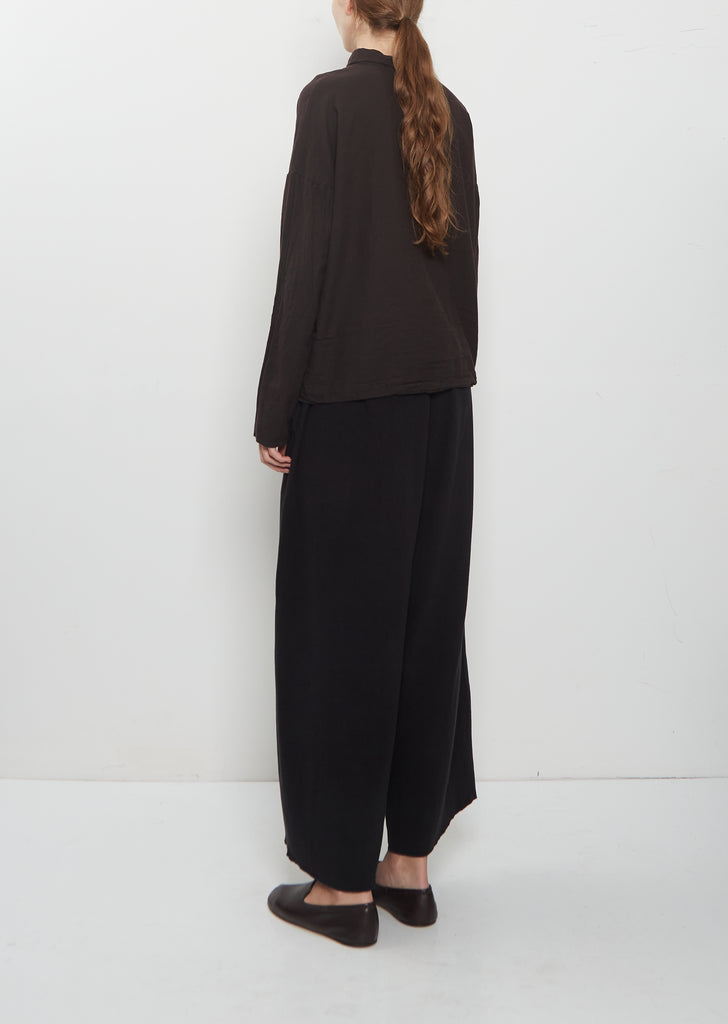Light Cotton Short Collar Shirt — Brown