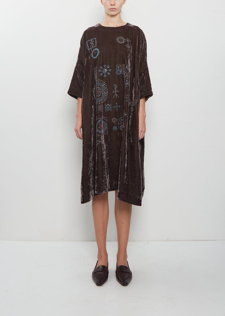 Root Blocks Velvet Dress