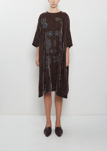 Root Blocks Velvet Dress