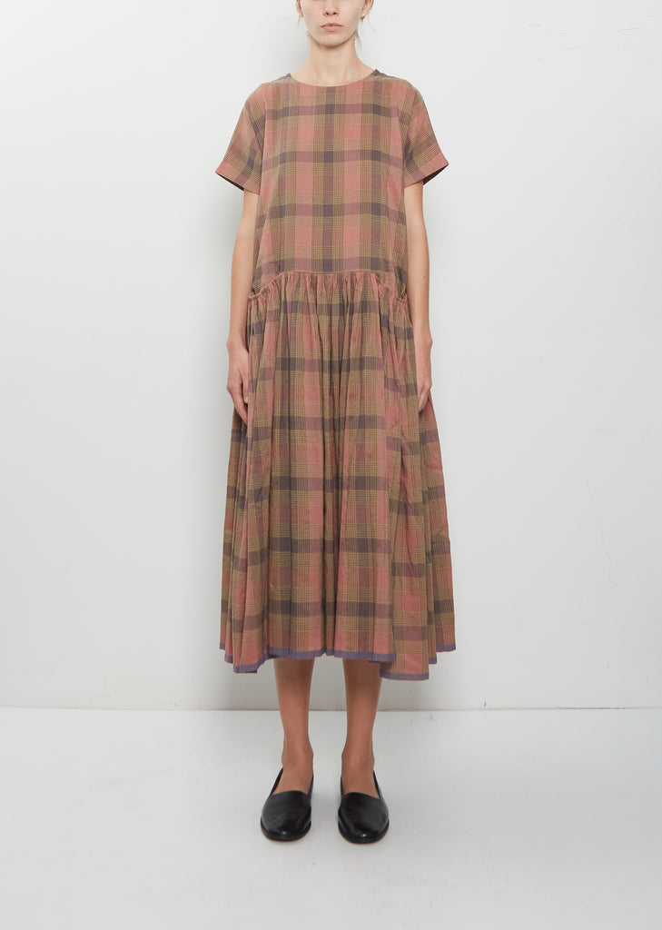 Front Pocket Gather Dress Cap Sleeve