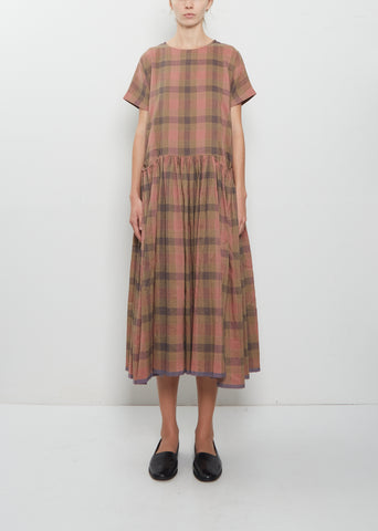 Front Pocket Gather Dress Cap Sleeve