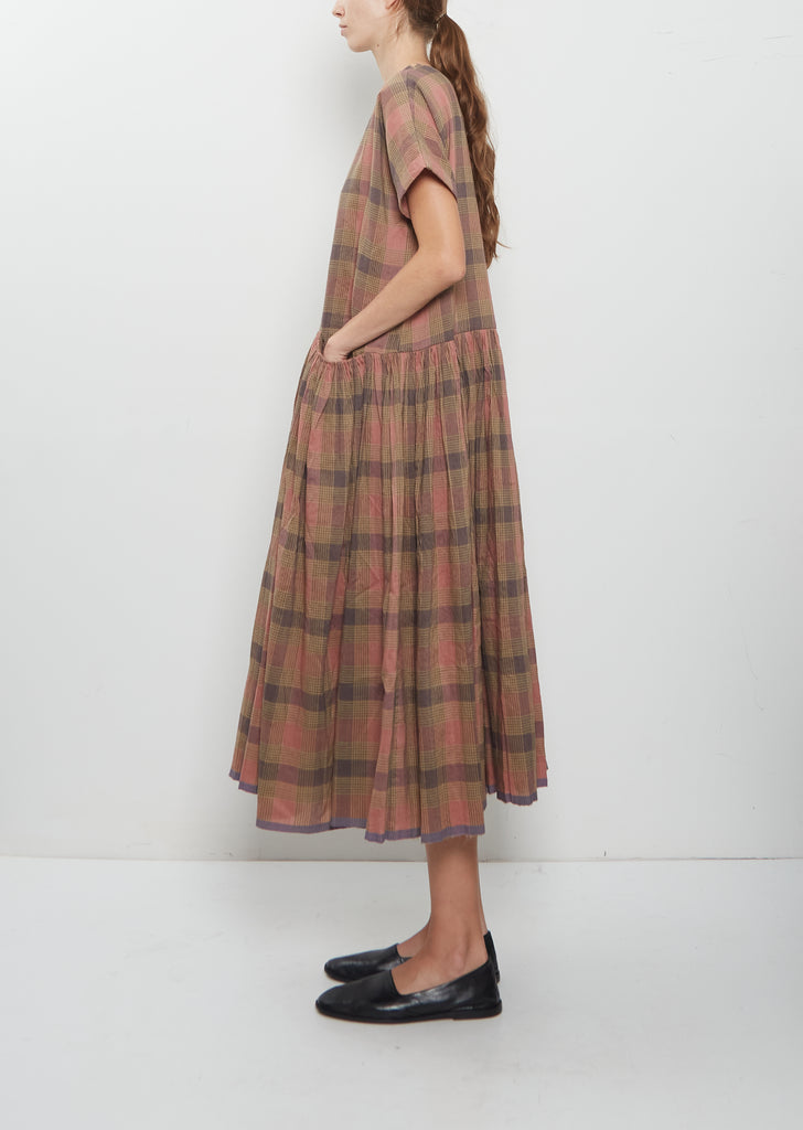 Front Pocket Gather Dress Cap Sleeve