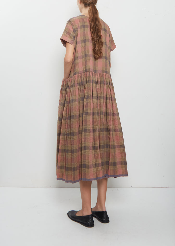 Front Pocket Gather Dress Cap Sleeve