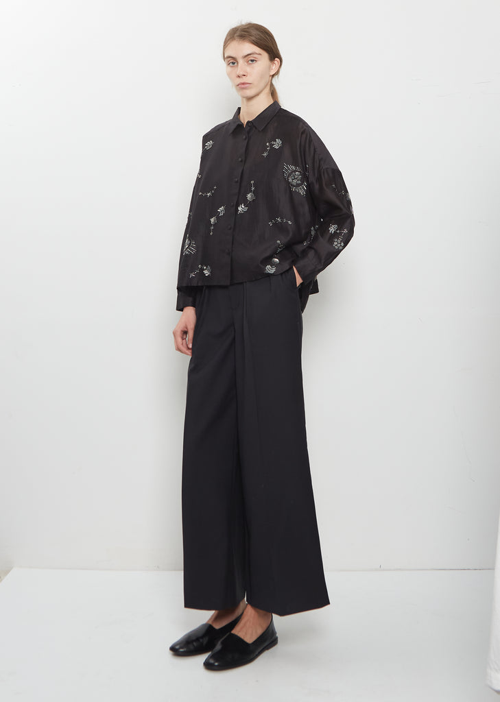 Small Collar Silk Cotton Shirt