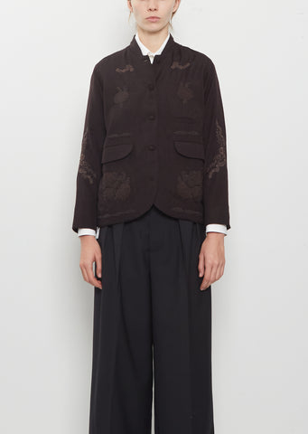 Phil's Flower Beads Wool Jacket — Dark Brown