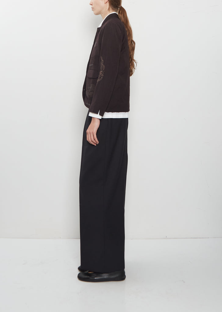 Phil's Flower Beads Wool Jacket — Dark Brown