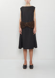 Boxy Peplum Faux Fur Bow Detail Dress