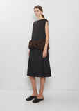 Boxy Peplum Faux Fur Bow Detail Dress