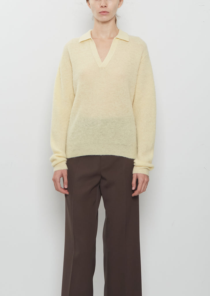 Alpaca Sheer Knit Skipper Polo