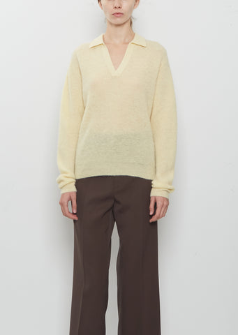 Alpaca Sheer Knit Skipper Polo