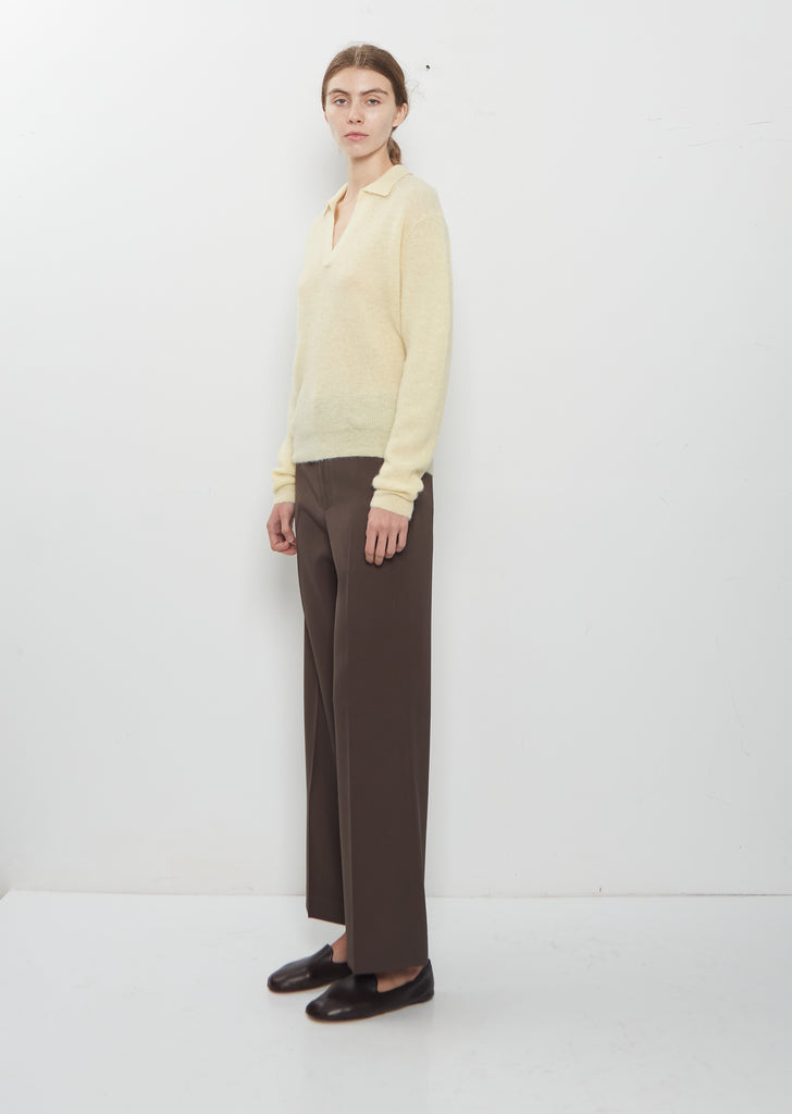 Alpaca Sheer Knit Skipper Polo