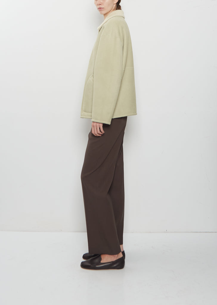 Merino Mouton Zip Blouson — Ivory Lime