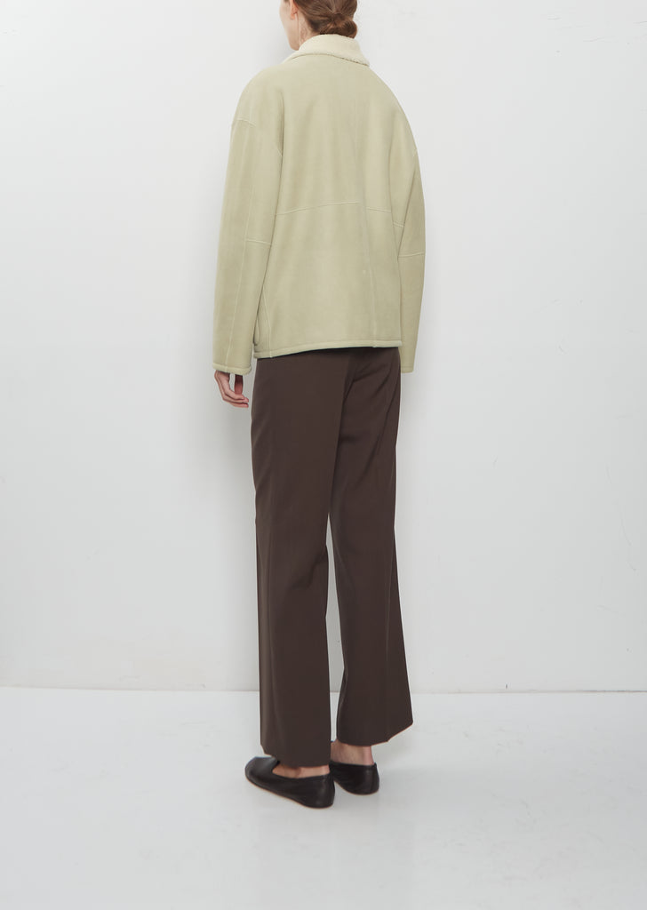 Merino Mouton Zip Blouson — Ivory Lime