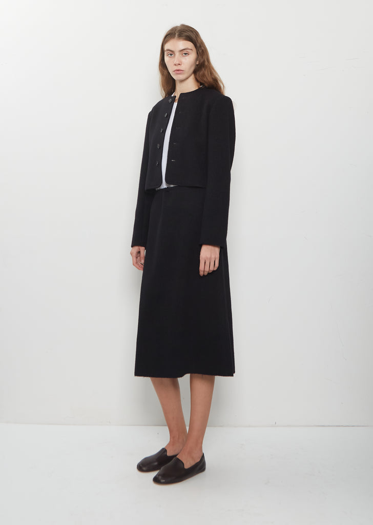Wool Cotton Collarless Jacket