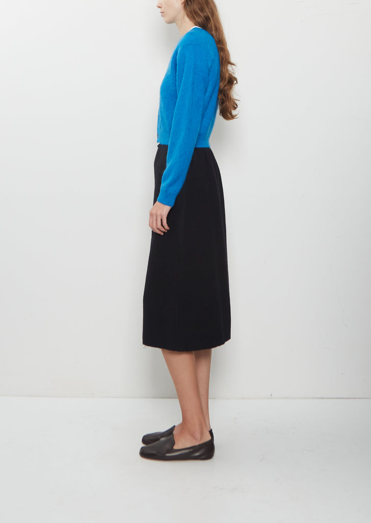 Alpaca Fur Knit Crew Neck Cardigan