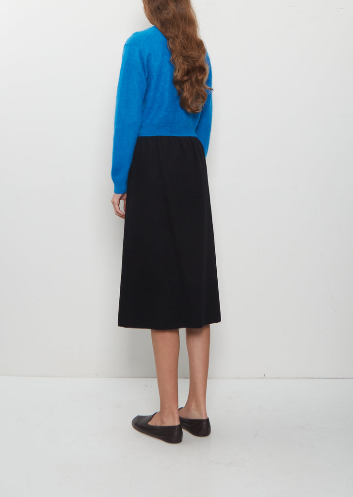 Alpaca Fur Knit Crew Neck Cardigan