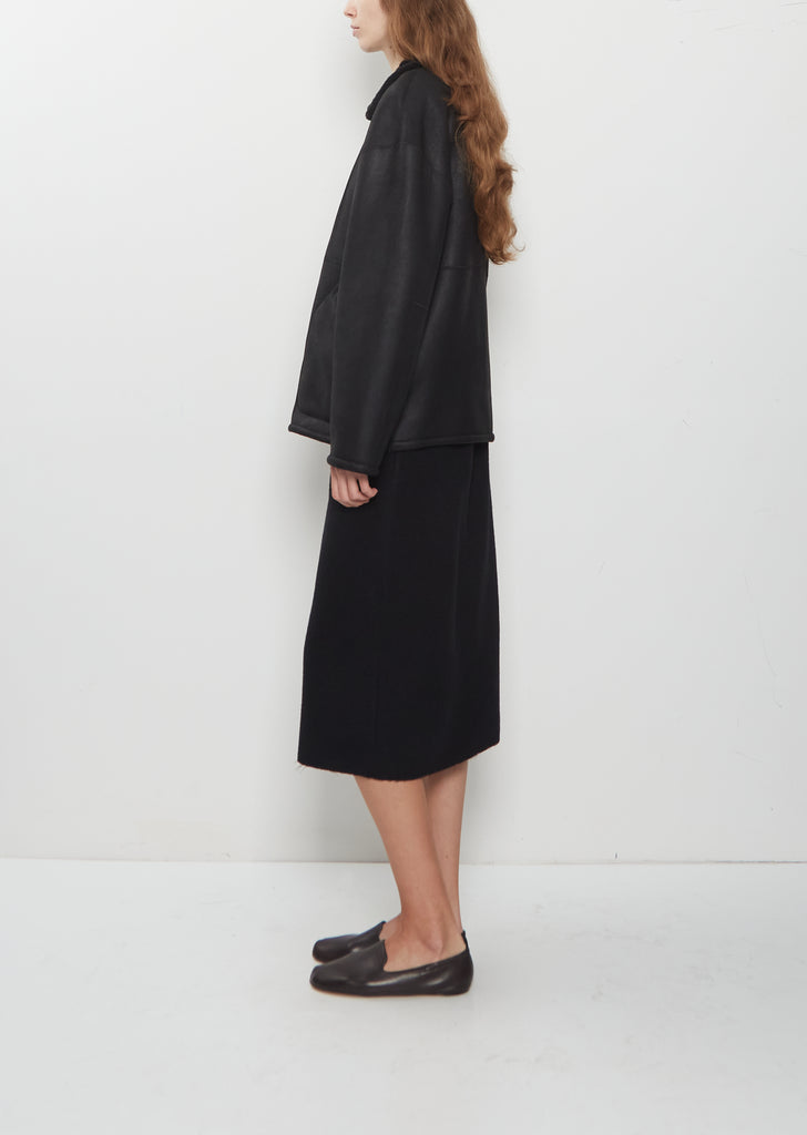 Merino Mouton Zip Blouson — Black