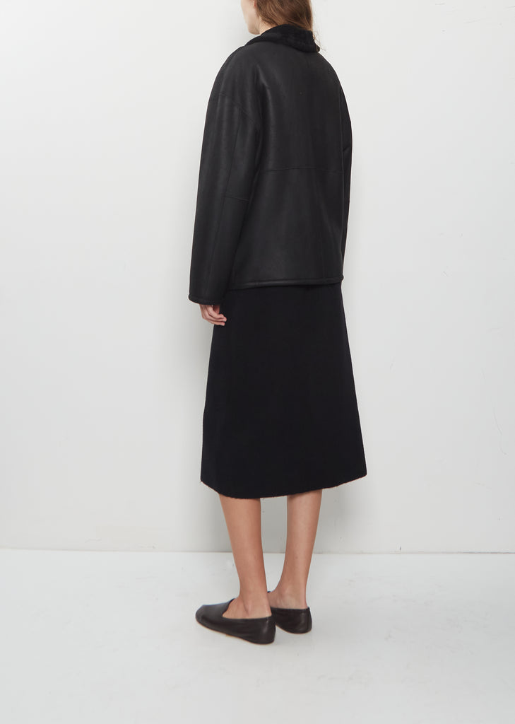 Merino Mouton Zip Blouson — Black