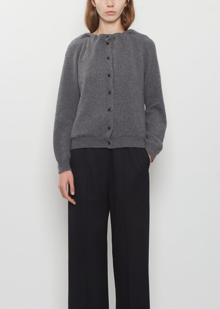 Cashmere Gathered Neckline Cardigan