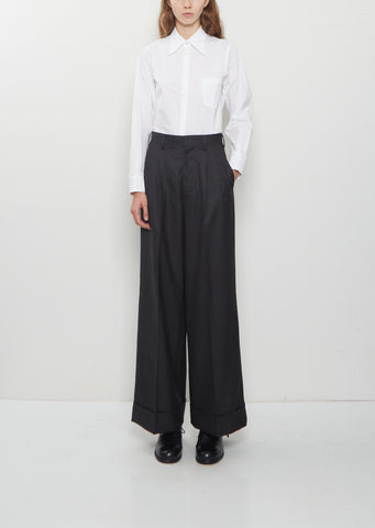 Wool Stripe Pleated Trouser