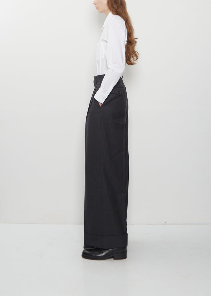 Wool Stripe Pleated Trouser