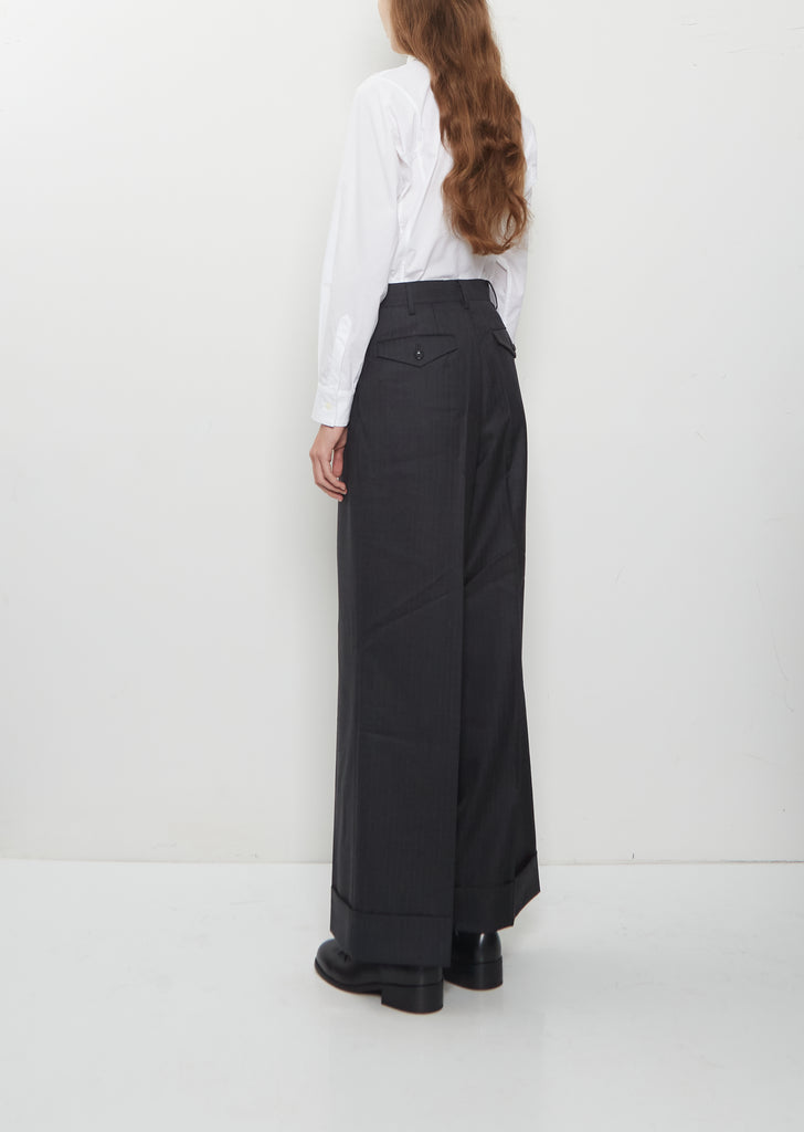 Wool Stripe Pleated Trouser