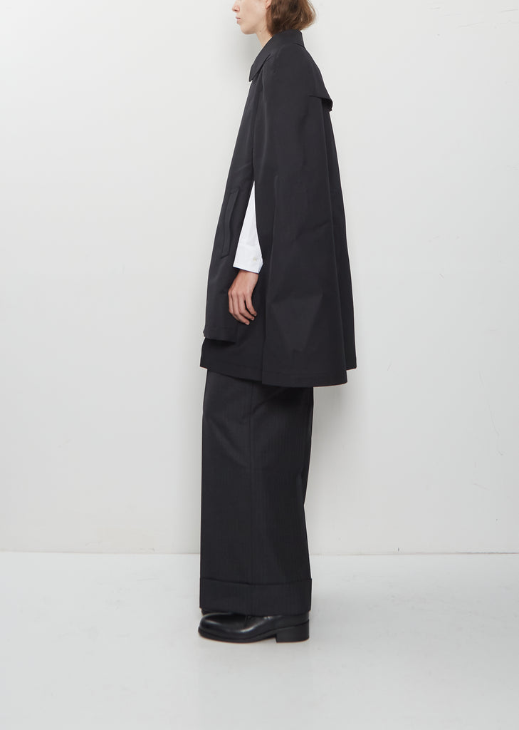 Wool Stripe Cape Coat