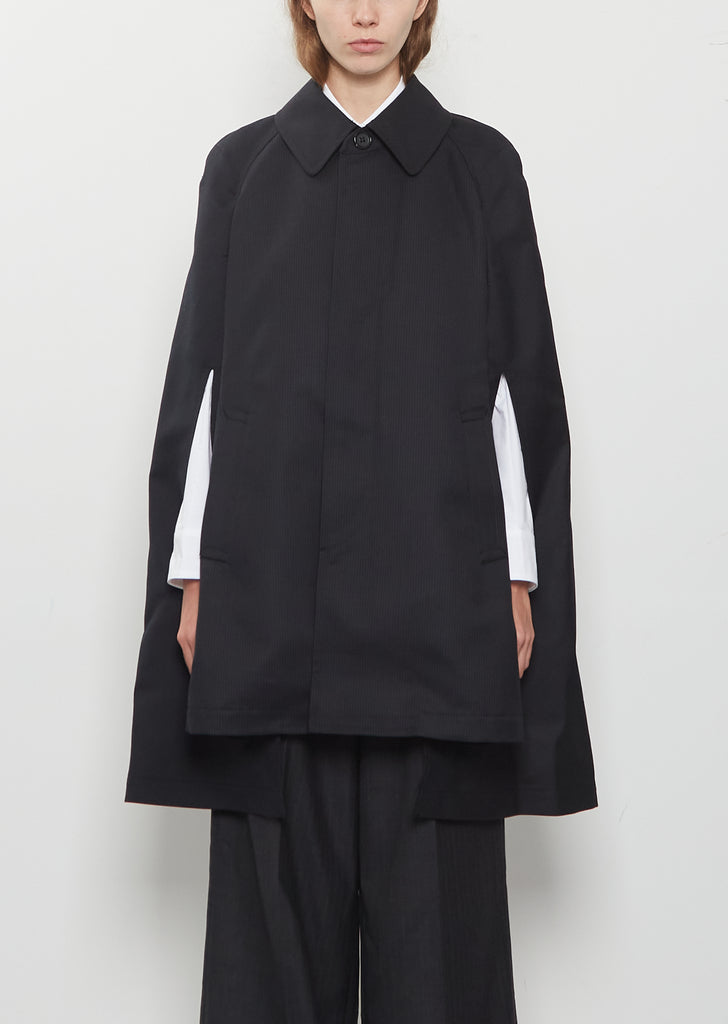 Wool Stripe Cape Coat