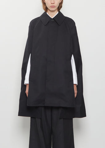 Wool Stripe Cape Coat