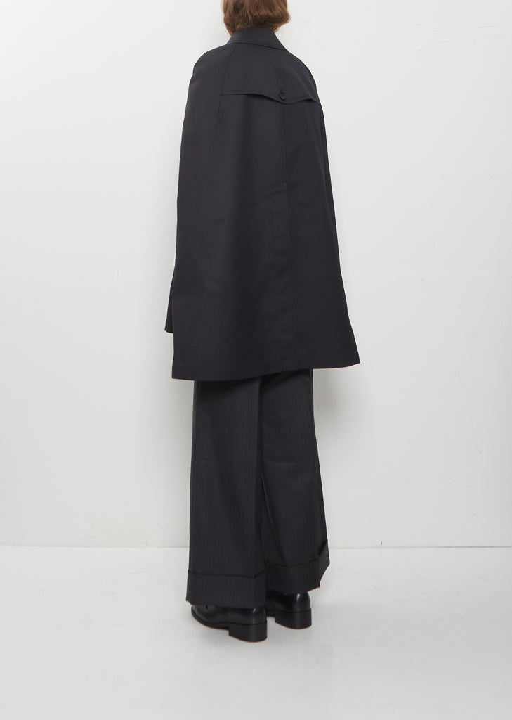 Wool Stripe Cape Coat