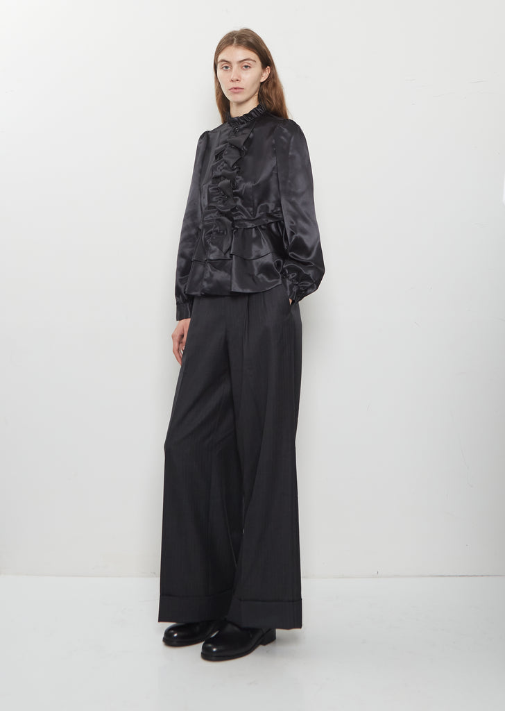 Satin Ruffle Blouse