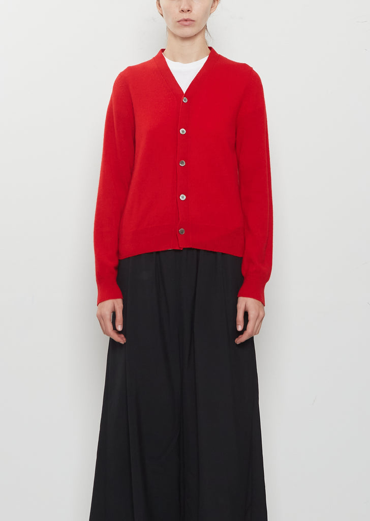 12 Gauge Cashmere Jersey Cardigan — Red