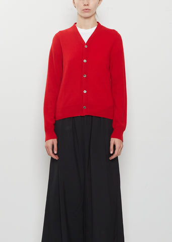 12 Gauge Cashmere Jersey Cardigan — Red