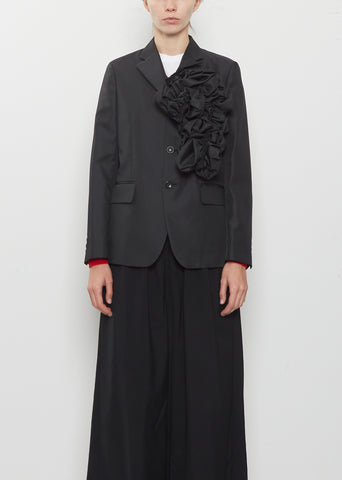 Twill Asymmetric Ruffle Jacket