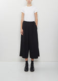 Wool Georgette Elasticated Waist Wide Pants