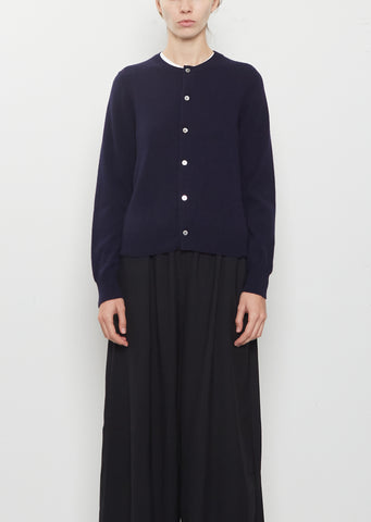 12 Gauge Cashmere Jersey Cardigan — Navy