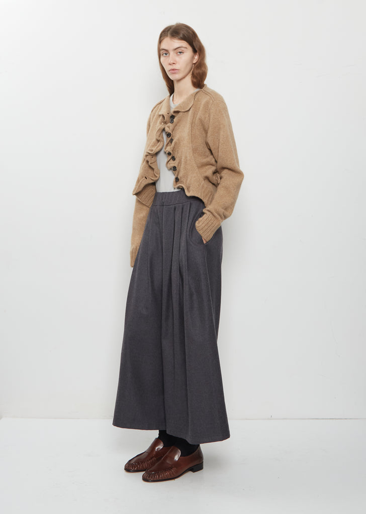 Cashmere Ruffle Cardigan — Yellow