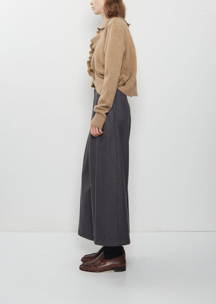 Cashmere Ruffle Cardigan — Yellow
