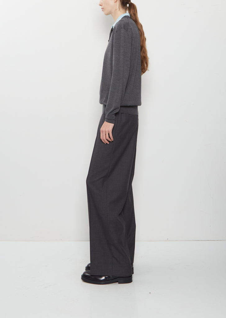 Wool Silk Long Sleeve Polo Shirt Double