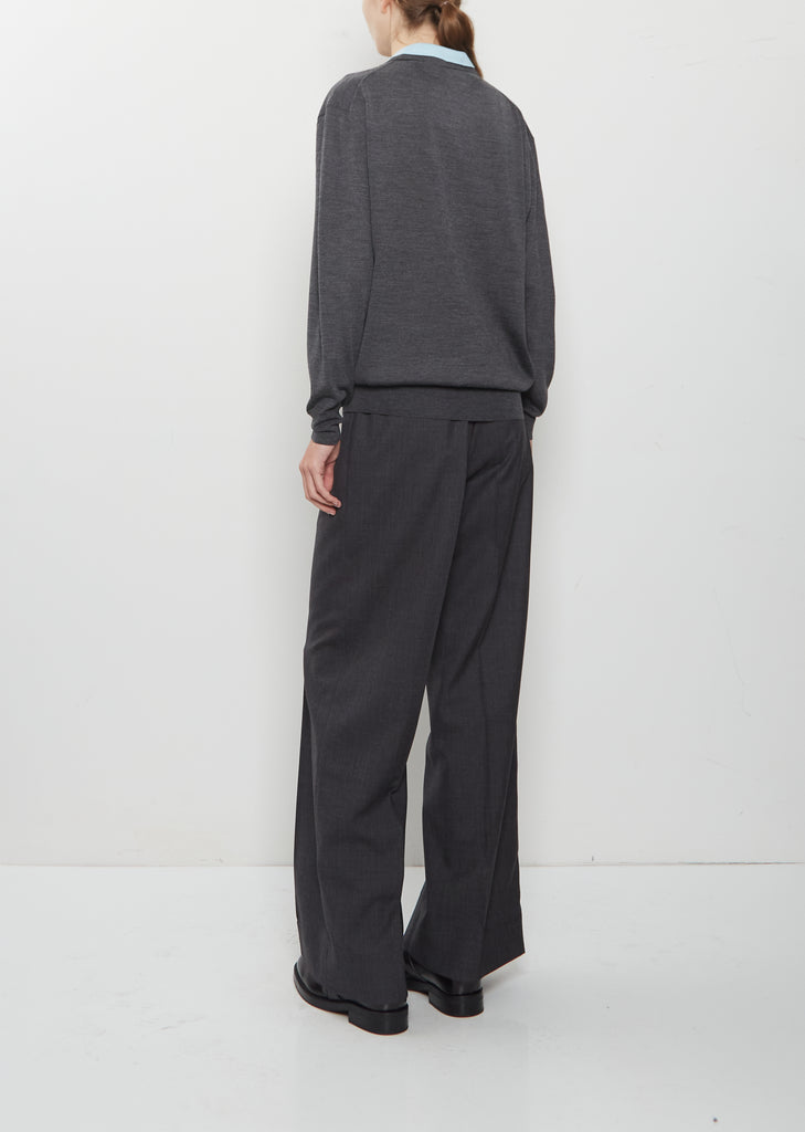 Wool Silk Long Sleeve Polo Shirt Double