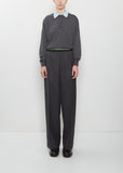 Wool Twill Pleated Elasticated Trousers