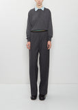 Wool Twill Pleated Elasticated Trousers