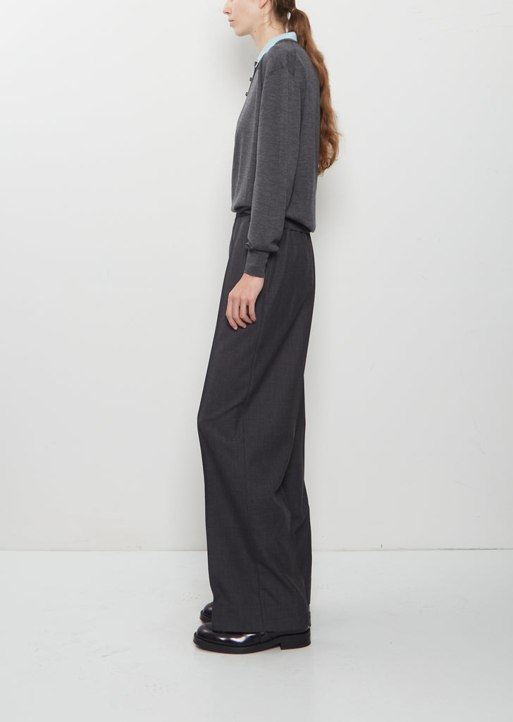 Wool Twill Pleated Elasticated Trousers