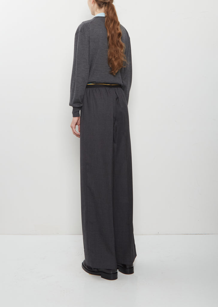 Wool Twill Pleated Elasticated Trousers