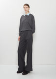 Wool Twill Pleated Elasticated Trousers