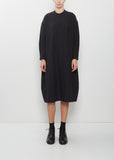 Damia Black Ruffled Collar Crispy Wool Cotton Dress