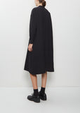 Damia Black Ruffled Collar Crispy Wool Cotton Dress